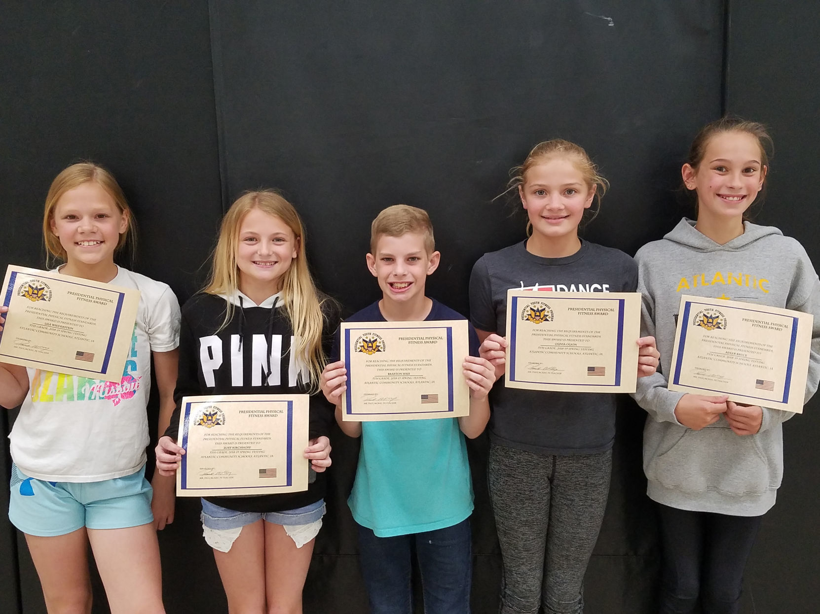 5th Grade Presidential Physical Fitness Award Recipients